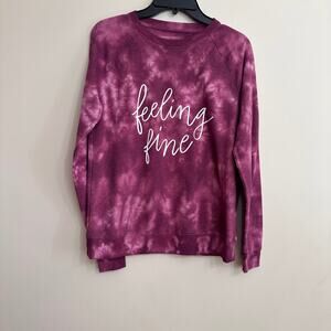 Purple Tie Dye Feeling Fine Sweatshirt Small Graphic Crewneck
